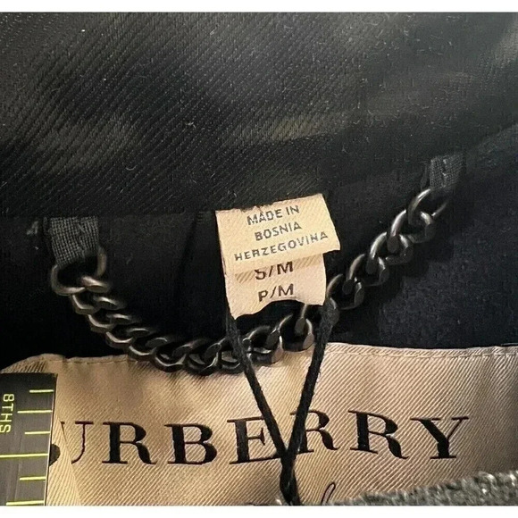 Burberry Raynefield Military Black Cape Womens Size S/M Wool Blend Fringe - Picture 12 of 16